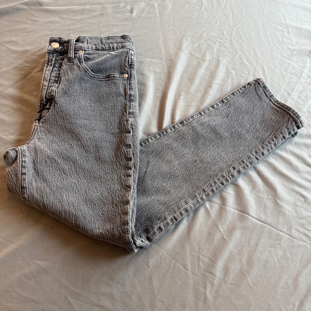 Madewell Straight‎ Leg Textured Jeans Women Size 27 Grey Wash